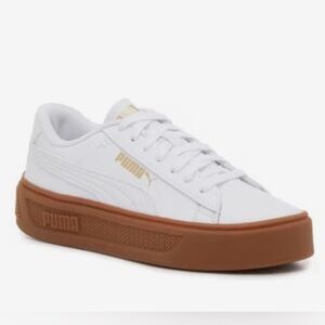 PUMA BASKET PLATFORM CORE White Sneakers with Brown Sole Women’s US 8.5 NIB